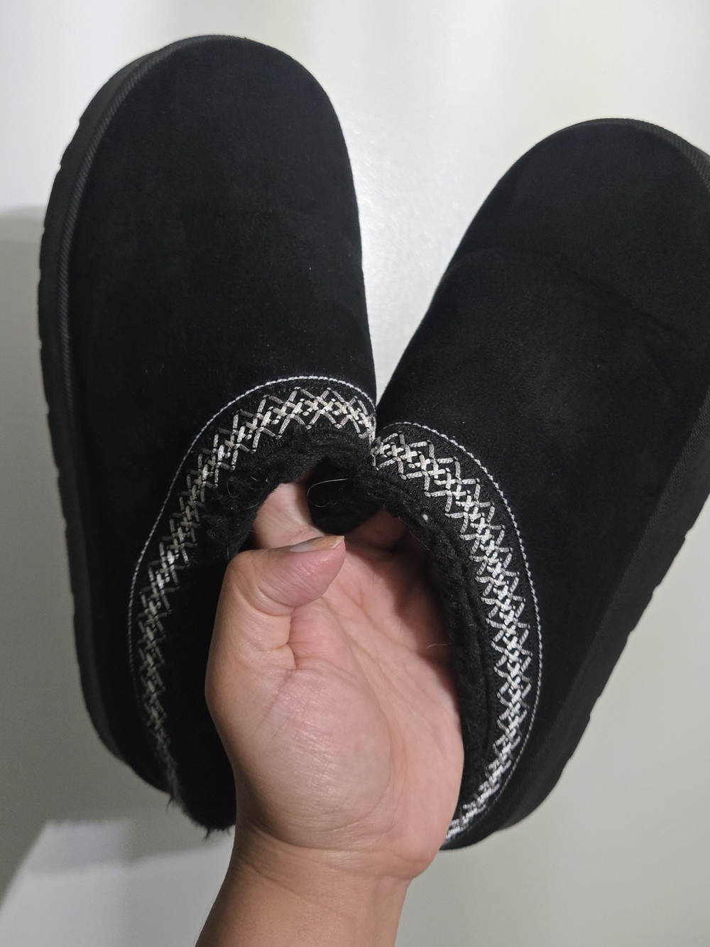 Rouge Helium Black Slip-On Suede Clog with Contrasting Stitch Trim - Picture 2 of 9